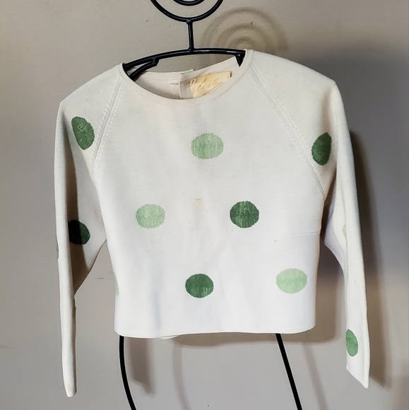 Cisa Vintage 100% pure Wool Made in Italy Polka Dot Long Sleeve Sz 12/34 Sweater - Picture 1 of 10